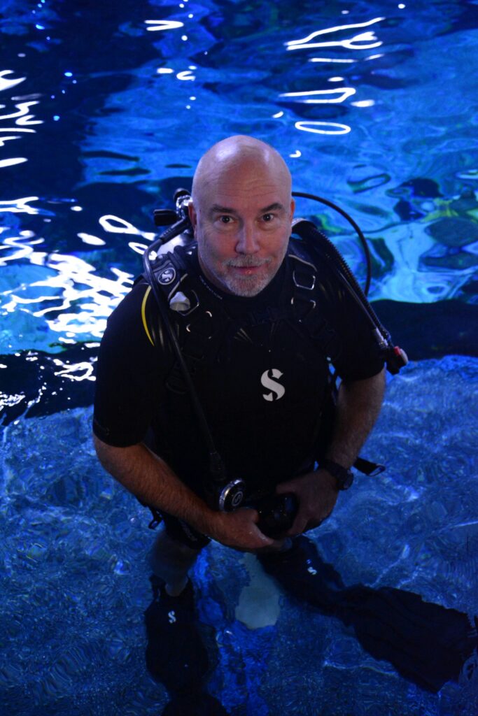 Pete in the water teaching.